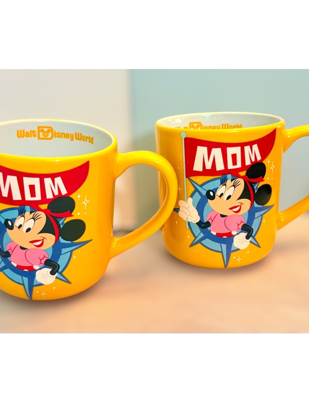 2 Disney Parks Walt Disney World Mom Minnie Mouse 17 oz Yellow Mugs